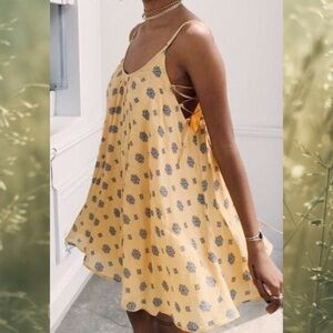 Urban outfitters festival mini yellow bohemian mini dress strappy